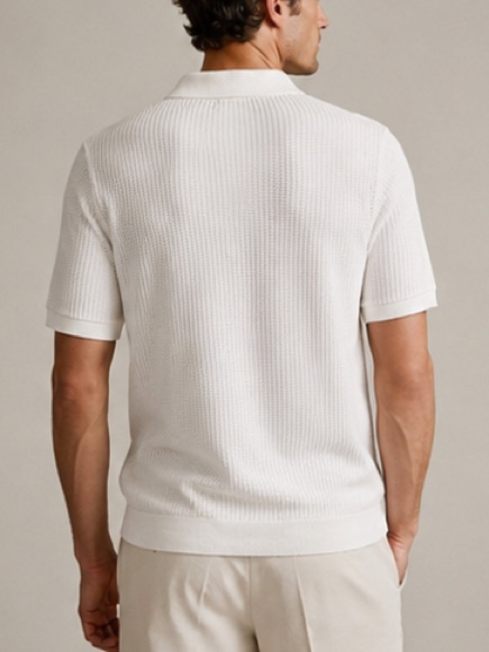 Reiss White Textured Knit Polo Shirt - Picture 2 of 8